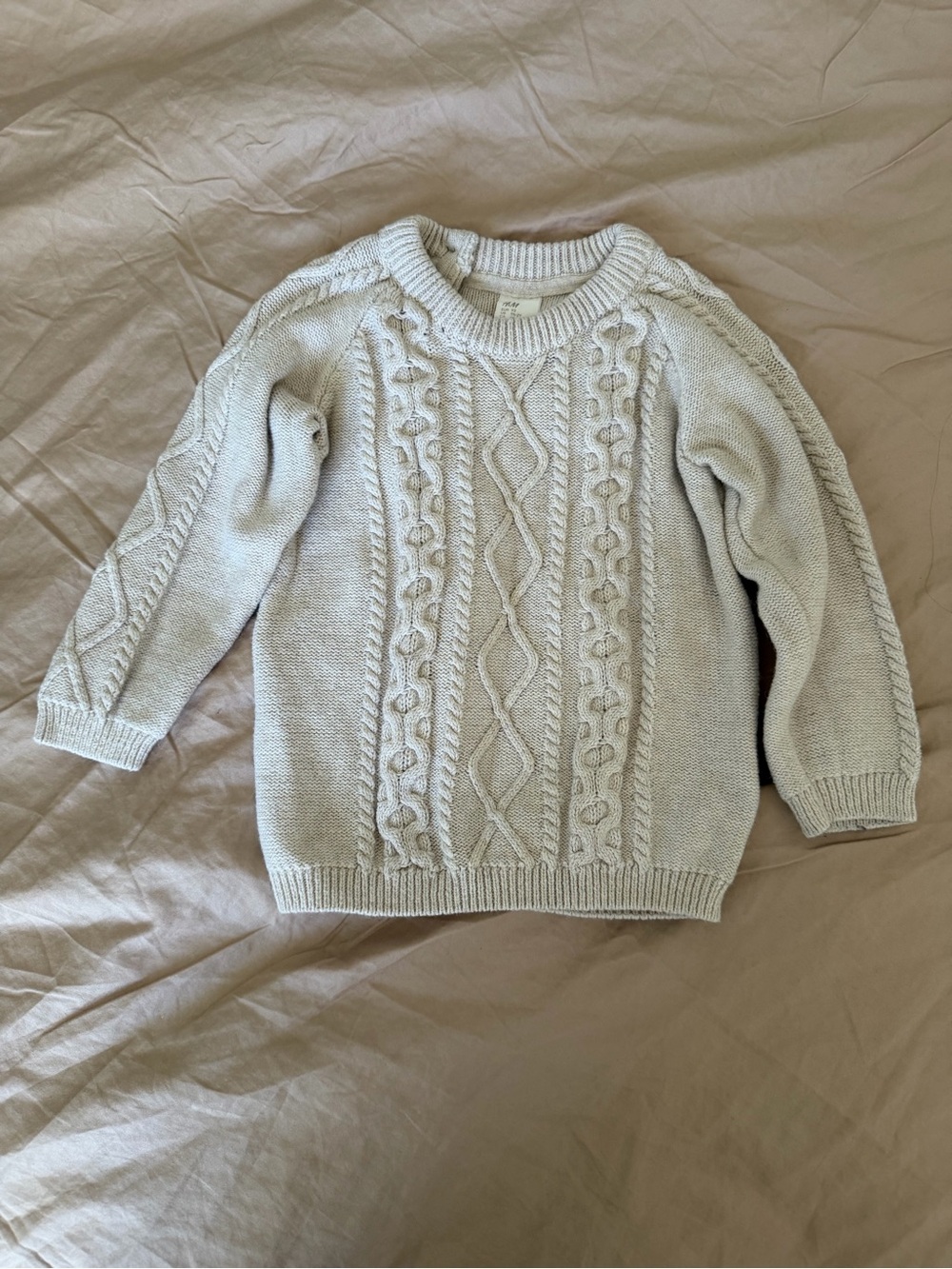 H&M Cream Cable Knit Crewneck Sweater 18-24M